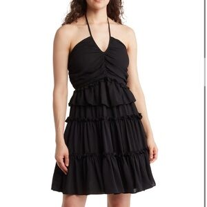 Nicole Miller Halter Neck Ruffle Tiered Dress
 
VERY BLACK, Size 10